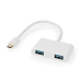 USB Multi-Port Adapter | 2-in-1 | USB 3.2 Gen 1 | USB-C™ Male | 2x USB-A | 1000 Mbps | 0.20 m | Rond | Vernikkeld | PVC | Wit | Blister