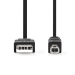 USB-Kabel | USB 3.2 Gen 1 | USB-A Male | USB-B Male | 5 Gbps | Vernikkeld | 2.00 m | Rond | PVC | Zwart | Label