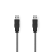USB-Kabel | USB 2.0 | USB-A Male | USB-A Male | 480 Mbps | Vernikkeld | 3.00 m | Rond | PVC | Zwart | Envelop