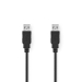 USB-Kabel | USB 2.0 | USB-A Male | USB-A Male | 480 Mbps | Vernikkeld | 5.00 m | Rond | PVC | Zwart | Polybag