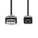 CCGP60300BK10 USB-Kabel | USB 2.0 | USB-A Male | USB Mini-B 5-Pins Male | 480 Mbps | Vernikkeld | 1.00 m | Rond | PVC | Zwart | Polybag