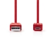 CCGP60410RD10 USB-Kabel | USB 2.0 | USB-A Male | USB Micro-B Male | 480 Mbps | Vernikkeld | 1.00 m | Plat | PVC | Rood | Polybag