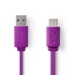 USB-Kabel | USB 2.0 | USB-A Male | USB Micro-B Male | 2.5 W | 480 Mbps | Vernikkeld | 1.00 m | Plat | PVC | Violet | Polybag