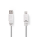 USB-Kabel | USB 2.0 | USB-A Male | USB Micro-B Male | 480 Mbps | Vernikkeld | 1.00 m | Plat | PVC | Wit | Polybag