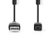 USB-Kabel | USB 2.0 | USB-A Male | Olympus 12-pins Male | 480 Mbps | Vernikkeld | 2.00 m | Rond | PVC | Zwart | Envelop