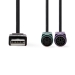 CCGP60830BK03 2-in-1-Kabel | USB 2.0 | USB-A Male | 2x PS/2 Female | 480 Mbps | 0.30 m | Vernikkeld | Rond | PVC | Zwart | Polybag