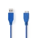 USB-Kabel | USB 3.2 Gen 1 | USB-A Male | USB Micro-B Male | 5 Gbps | Vernikkeld | 5.00 m | Rond | PVC | Blauw | Envelop