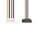 Interne Voedingskabel | Molex Male | 2x SATA 15-Pins Female | Verguld | 0.15 m | Rond | PVC | Multicolour | Envelop