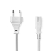 CEGL11040WT50 Stroomkabel | Euro Male | IEC-320-C7 | Recht | Recht | Vernikkeld | 5.00 m | Plat | PVC | Wit | Label