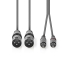Gebalanceerde Audiokabel | 2x XLR 3-Pins Male | 2x RCA Male | Vernikkeld | 1.50 m | Rond | PVC | Donkergrijs | Kartonnen Sleeve