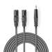 COTH15310GY30 Gebalanceerde Audiokabel | 2x XLR 3-Pins Male | 3,5 mm Male | Vernikkeld | 3.00 m | Rond | PVC | Donkergrijs | Kartonnen Sleeve