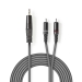 Stereo-Audiokabel | 3,5 mm Male | 2x RCA Male | Vernikkeld | 1.50 m | Rond | Donkergrijs | Kartonnen Sleeve