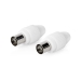 IEC (Coax) Connector | Recht | Male | Vernikkeld | 75 Ohm | Schroef | Diameter kabelinvoer: 7.0 mm | Metaal / Polyvinylchloride (PVC) | Wit | 2 Stuks | Doos