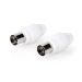 IEC (Coax) Connector | Recht | Female | Vernikkeld | 75 Ohm | Schroef | Diameter kabelinvoer: 7.0 mm | Metaal / Polyvinylchloride (PVC) | Wit | 2 Stuks | Envelop