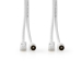 CSGP4500WT15 Coax- en CAT6-Combikabel | IEC (Coax) Male / RJ45 Male | IEC (Coax) Female / RJ45 Male | Vernikkeld | RG58 | 75 Ohm | Dubbel Afgeschermd | 1.50 m | Rond | PVC | Wit | Envelop