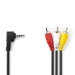 Audio-Videokabel | 3,5 mm Male | 3x RCA Male | Vernikkeld | 2.00 m | Rond | PVC | Zwart