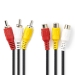 Composiet Videokabel | 3x RCA Male | 3x RCA Female | Vernikkeld | 480p | 5.00 m | Rond | PVC | Zwart | Envelop