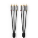 Composiet Videokabel | 3x RCA Male | 3x RCA Male | Verguld | 480p | 2.00 m | Rond | Katoen | Antraciet / Gun Metal Grijs | Cover Window Box