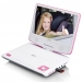 Draagbare 9" DVD-speler met USB-koptelefoon en montagebeugel Roze