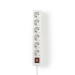 Stekkerdoos | Randaarde stekker / Type F (CEE 7/7) | 6-wegs | 1.50 m | 3680 W | 16 A | Soort aarding: Zijcontacten | 230 V AC 50/60 Hz | Hoek van stopcontact: 45 ° | H05VV-F 3G 1,5 mm² | Aan/uit knop | Wit