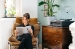 Platenspeler met 4 ingebouwde luidsprekers en bluetooth-ontvangst Zwart