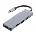 Multifunctional USB-C hub USB 3.2 Gen.1, 2x USB-A 5Gbps + HDMI 4K/30Hz + card reader, aluminium, grijs