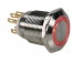 R1900R DRUKKNOP PULS IN ROESTVRIJ STAAL SPDT 1NO 1NC - RODE RING - 19mm