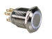 R1900W DRUKKNOP PULS IN ROESTVRIJ STAAL SPDT 1NO 1NC - WITTE RING - 19mm