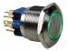 R2000G DRUKKNOP - PLAT - ROESTVRIJ STAAL - DPST 1NO 1NC - GROENE RING