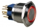 R2000R DRUKKNOP - PLAT - ROESTVRIJ STAAL - DPST 1NO 1NC - RODE RING