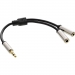 IS99250 Stereo-Audio splitkabel | 3,5 mm Male naar 2x 3,5 mm Female | koper | 0.15 m | Rond | Zwart-Zilver