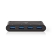 TCARF200BK USB Multi-Port Adapter | USB 3.2 Gen 1 | USB-C™ Male | 4x USB-A | Rond | Vernikkeld | Zwart | Window Box met Euro Lock