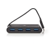 USB Multi-Port Adapter | USB 3.2 Gen 1 | USB-C™ Male | 4x USB-A | Rond | Vernikkeld | Zwart | Window Box met Euro Lock