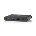 USB Multi-Port Adapter | USB 3.2 Gen 1 | USB-C™ Male | 4x USB-A | Rond | Vernikkeld | Zwart | Window Box met Euro Lock