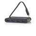 USB Multi-Port Adapter | USB 3.2 Gen 1 | USB-C™ Male | 4x USB-A | Rond | Vernikkeld | Zwart | Window Box met Euro Lock