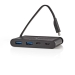 USB Multi-Port Adapter | USB 3.2 Gen 2 | USB-C™ Male | 2x USB-A / 2x USB-C™ | Rond | Vernikkeld | Zwart | Doos