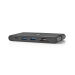 USB Docking Station | USB 3.2 Gen 1 | USB-C™ Male | HDMI™ Female / Micro SD / RJ45 Female / SD / VGA Female 15p / 2x USB-A / 2x USB-C™ | Rond | Vernikkeld | Zwart | Window Box met Euro Lock