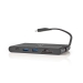 USB Docking Station | USB 3.2 Gen 1 | USB-C™ Male | HDMI™ Female / Micro SD / RJ45 Female / SD / VGA Female 15p / 2x USB-A / 2x USB-C™ | Rond | Vernikkeld | Zwart | Window Box met Euro Lock
