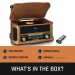 Houten retro platenspeler met Bluetooth® AM/FM-radio USB-codering CD-speler cassettespeler en ingebouwde luidsprekers