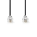 TCGP90200BK100 Telecomkabel | RJ11 Male | RJ11 Male | 10.0 m | Design kabel: Plat | Connectorplating: Goud Verguld | Kabeltype: RJ11 | Zwart