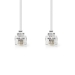 Telecomkabel | RJ11 Male | RJ11 Male | 10.0 m | Kabel design: Plat | Connectorplating: Goud Verguld | Kabeltype: RJ11 | Wit