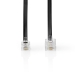 TCGP90201B50 Telecomverlengkabel | RJ11 Male | RJ45 Male | 5.00 m | Kabel design: Plat | Connectorplating: Goud Verguld | Kabeltype: RJ11 | Zwart