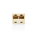 Telecom-Netwerksplitter | RJ45 Female | 2x RJ45 Female | Vernikkeld | Ivoor | PVC | Polybag