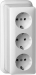 TE1494913 Gira zuiver wit opbouw drievoudige wandcontactdoos met randaarde