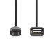 USB Micro-B Adapter | USB 2.0 | USB Micro-B Male | USB-A Female | 480 Mbps | 0.20 m | Plat | Vernikkeld | PVC | Zwart