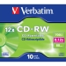 CD-RW 8-12x 700MB 10 Pack Jewel Case Mat Zilver