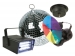 DISCOLICHTKIT - PAR36 PUNTSPOT, KLEURWIEL (5 KLEUREN), SPIEGELBOL Ø 20cm MET MOTOR en LED-STROBOSCOOP