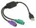 USB 2.0 Kabel USB A Male - 2x PS/2 Female 0.30 m Zwart