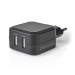 Oplader | 24 W | Snellaad functie | 2x 2.4 A | Outputs: 2 | 2x USB-A | Geen Kabel Inbegrepen | Single Voltage Output