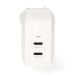 Oplader | 35 W | GaN | PD3.0 | Snellaad functie | 1.75 / 2.33 / 2.92 / 3.0 A | Outputs: 2 | 2x USB-C™ | Automatische Voltage Selectie | Wit